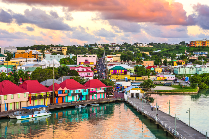 St. john's, antigua port at sunset.