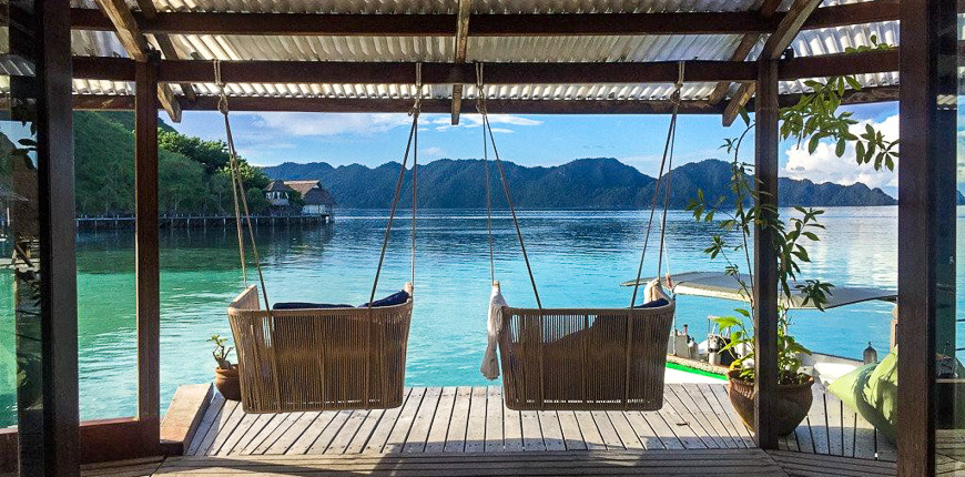 view from the dive center misool eco resort