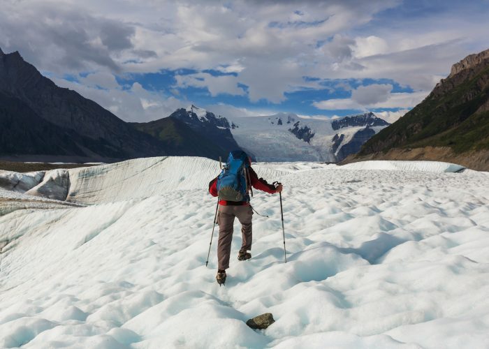 hiker in wrangell elias national park