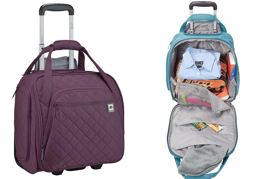 Delsey Quilted Rolling Underseat Tote