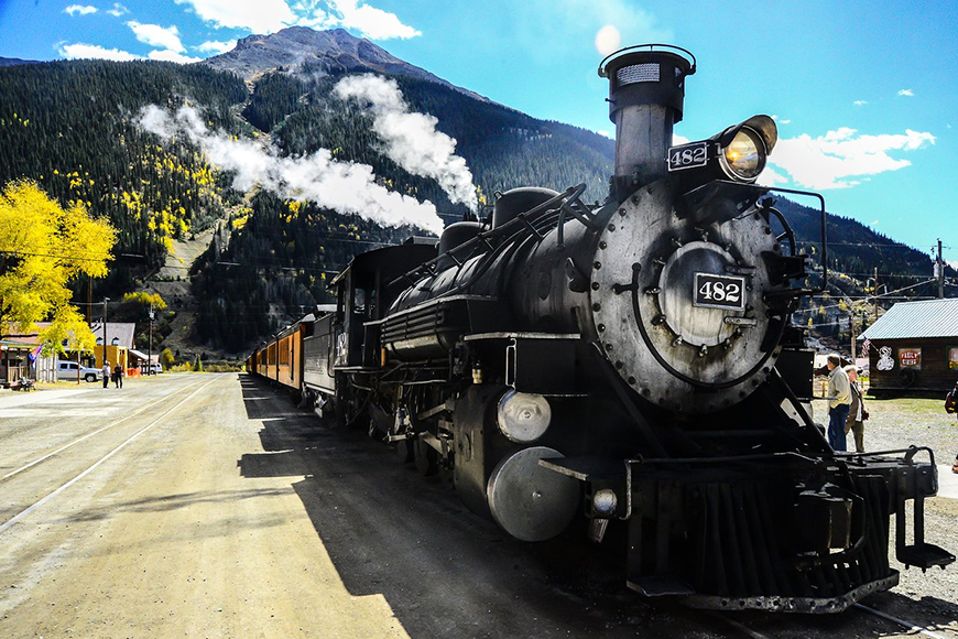 durango and silverton narrow gauge railroad train.