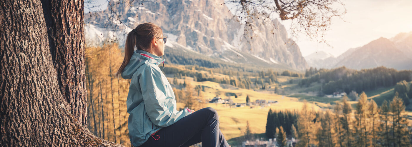 woman mountain hiking italy