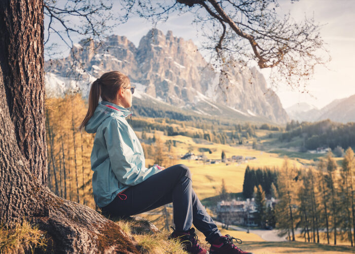 woman mountain hiking italy