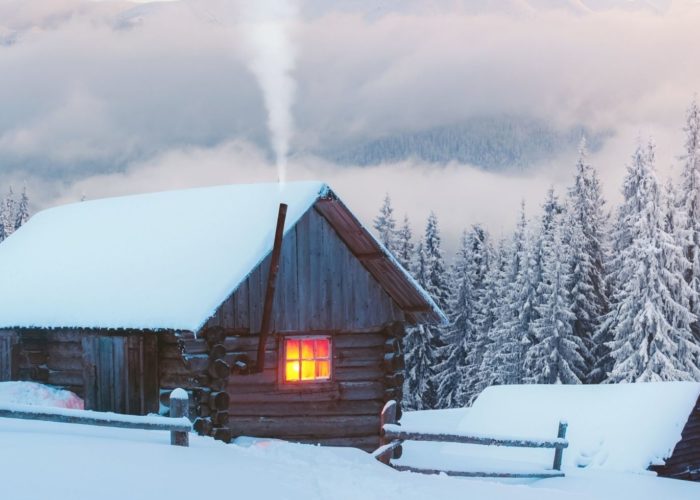 cozy winter cabin.