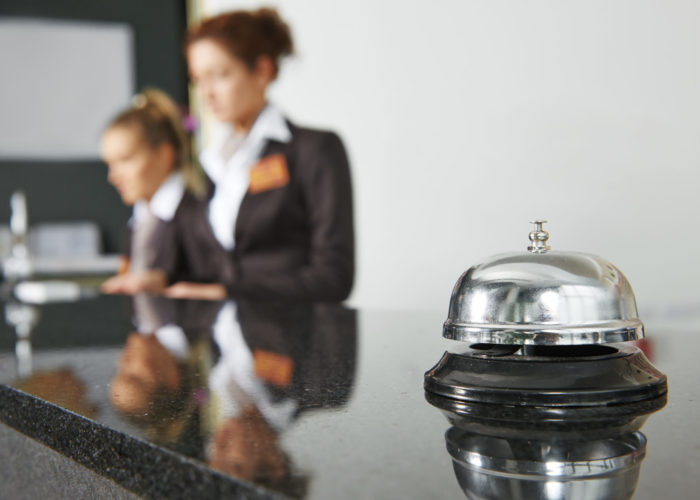 Hotel reception with bell