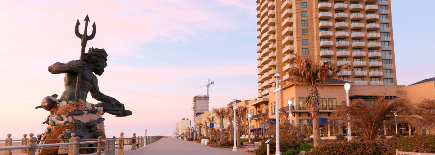 Virginia Beach boardwalk at sunset