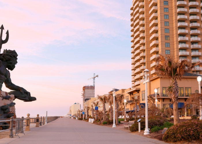 Virginia Beach boardwalk at sunset