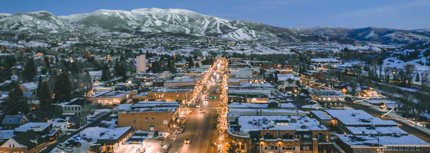 Aerial view of Steamboat Springs, Colorado