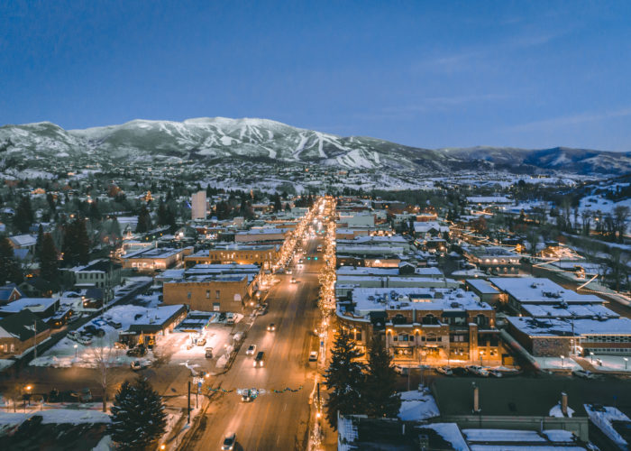 Aerial view of Steamboat Springs, Colorado